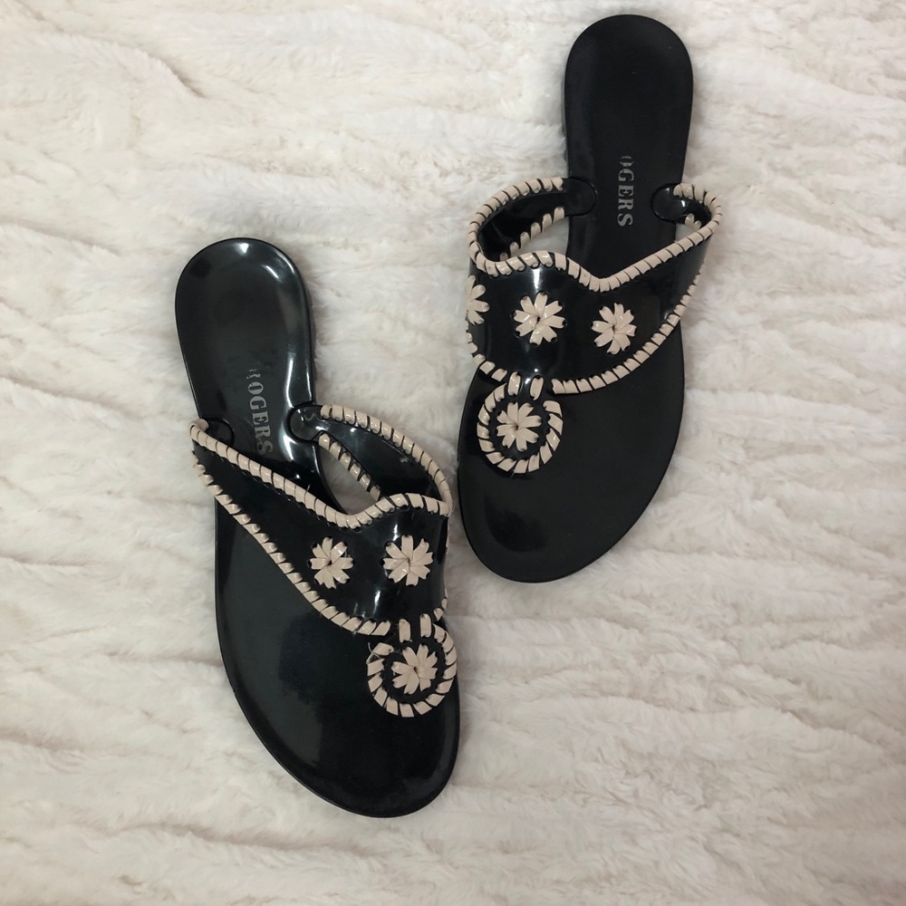 Jack Rodgers Black & White Jelly Sandals Size 8